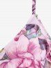 Maxi Robe à Bretelle Ajustable Haute Basse Fleurie Imprimée à Epaule Dénudée de Grande Taille (Sans Manches - Rose clair 2X | US 18-20