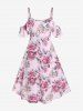 Plus Size Cold Shoulder Floral Print High Low Maxi Dress (Adjustable Straps) -  