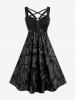 Robe Mi-Longue Gothique Croisée Imprimée - Noir 5x | US 30-32