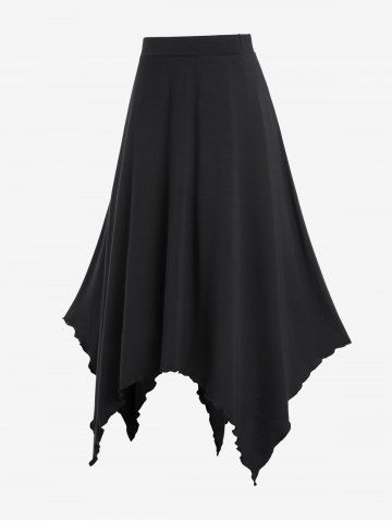 Gothic Handkerchief Hem Maxi Skirt - BLACK - M | US 10