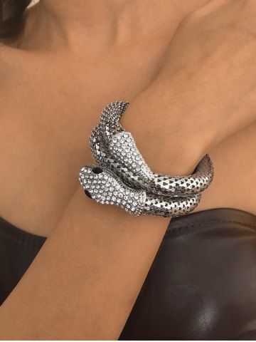 Rhinestone Snake Design Layered Bangle Bracelet