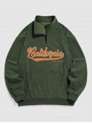 California Letter Embroidered Pullover Corduroy Jacket -  