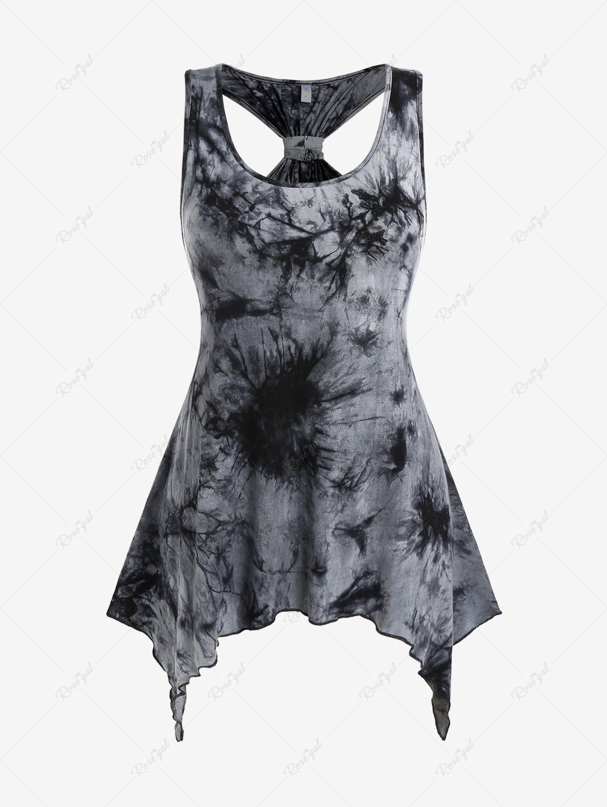 Débardeur Mouchoir Teinté de Grande Taille Au Dos Nageur Gris 4X | US 26-28