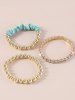 3Pcs Beaded Rhinestone Bracelet -  