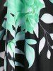 Plus Size Flower Printed Two Tone Backless Padded Boyleg Tankini Swimsuit -  