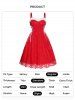Mini Robe de Noël Ligne A Bicolore Panneau en Fausse Fourrure à Taille Haute à Lacets - Rouge M