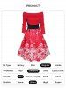 Christmas Off The Shoulder Snowflake Print Foldover Lace Up High Waisted A Line Mini Dress -  