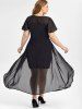 Plus Size Sequins Mesh Panel Overlay Midi Bodycon Party Homecoming Dress -  