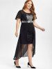 Plus Size Sequins Mesh Panel Overlay Midi Bodycon Party Homecoming Dress -  