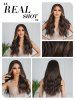 Brown Mixed Color Long Wavy Synthetic Wig -  
