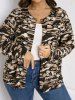Plus Size Allover Camouflage Print Open Front Top -  
