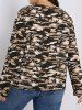 Plus Size Allover Camouflage Print Open Front Top -  