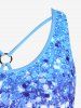Plus Size Sparkle Print Colorblock Tankini Boyshorts Swimsuit -  
