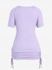 T-shirt Côtelé Découpé à Manches Raglan de Grande Taille - Violet clair 4X | US 26-28
