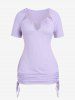 T-shirt Côtelé Découpé à Manches Raglan de Grande Taille - Violet clair 4X | US 26-28