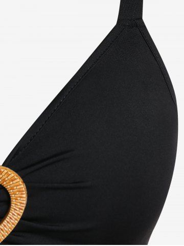 Plus Size Paisley Print Heart-shaped Ring Crisscross Back Asymmetrical Tank Top