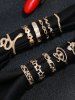 11 Pièces Bagues Découpés Style Punk Rose Etoile - d'or 