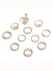 11 Pièces Bagues Découpés Style Punk Rose Etoile - d'or 