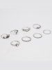 8 Pièces Bagues Motif Inscription Couronne Cœur et Diamant - Argent 