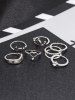 8 Pièces Bagues Motif Inscription Couronne Cœur et Diamant - Argent 