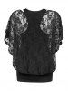 Plus Size Skew Neck Sheer Lace Blouse and Racerback Tank Top -  
