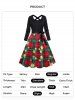 Robe de Noël Ligne A Croisé à Imprimé Etoile à Carreaux - Rouge XXL