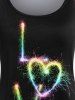 T-shirt à Imprimé Cœur et Lettre Love Teinté à Manches Raglan de Grande Taille Saint-Valentin - Noir 5x | US 30-32