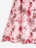 Plus Size Cottagecore Flower Butterfly Lace Up Cutout Open Shoulder Dress -  