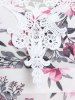 Plus Size Floral Guipure Lace Applique Flounce High Low Open Shoulder Dress -  