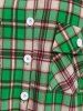 Plus Size Plaid Lace Yoke Dual Pocket Roll Tab Sleeve Shirt -  