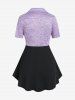 T-shirt Transparente Teinté Boucle de Grande Taille à Col Relevé - Violet clair 3X | US 22-24