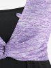 T-shirt Transparente Teinté Boucle de Grande Taille à Col Relevé - Violet clair 3X | US 22-24