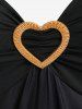 Plus Size Paisley Print Heart-shaped Ring Crisscross Back Asymmetrical Tank Top -  