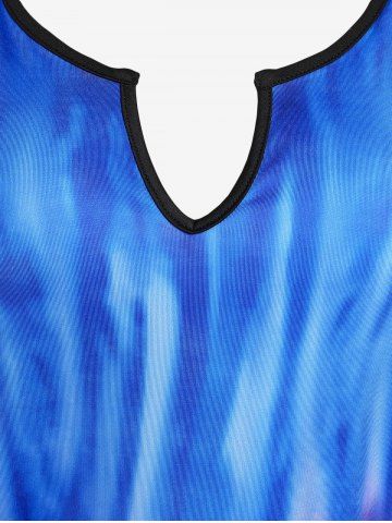 Plus Size Paisley Tie Dye V Notch Raglan Sleeve Tee