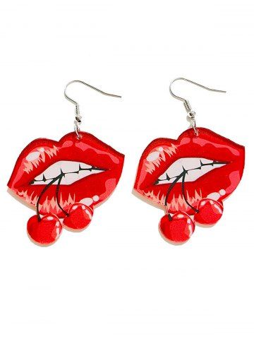Valentine's Day Lips Cherry Drop Earrings