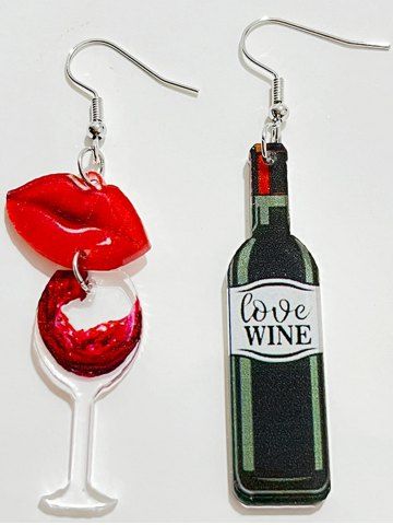 Valentine's Day Lips Wine Bottle Drop Earrings