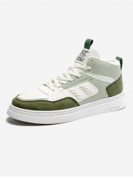 Topstitching Colorblock Lace Up Front High Top Skate Shoes -  