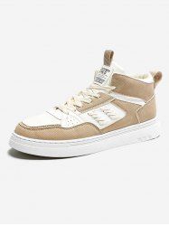 Topstitching Colorblock Lace Up Front High Top Skate Shoes -  