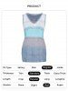 Contrast Colorblock Hollow Out Slit Hem V Neck Knit Vest -  