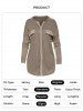 Textured Two Tone Color Mock Pocket Frilled Long Sleeve Top -  