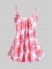 Plus Size Broderie Anglaise O-ring Cropped Tee and Flower Printed Tank Top Set -  