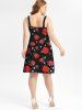 Plus Size Valentines 3D Diamond Rose Printed Sleeveless Dress -  