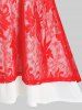 Robe Mi-Longue Haute Basse Superposée à Lacets de Grande Taille - Rouge 2X | US 18-20