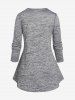 Plus Size Cowl Neck Two Tone Swing T-shirt -  