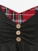Plus Size Flounced Plaid 2 in 1 Top -  