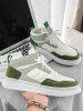 Topstitching Colorblock Lace Up Front High Top Skate Shoes -  