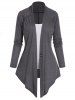 Single Button Long Sleeve Top And Basic Camisole Set -  