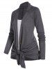 Single Button Long Sleeve Top And Basic Camisole Set -  