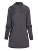 Single Button Long Sleeve Top And Basic Camisole Set -  