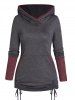 Sweat à Capuche Bicolore avec Poche Kangourou à Manches Longues - Gris XL